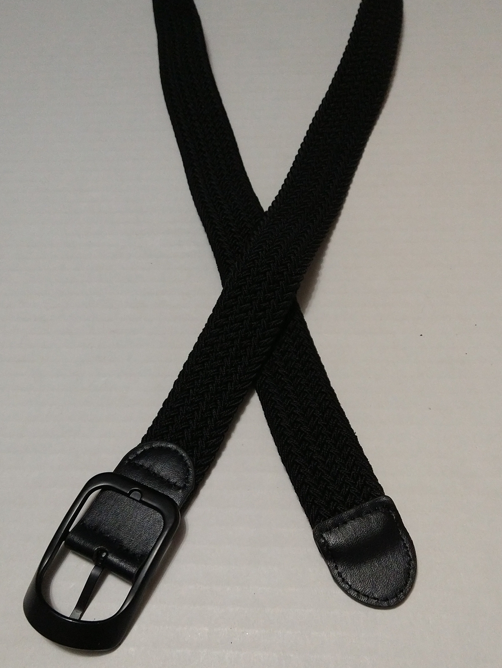 Men's Black Woven Stretch Belt - Business Or Casual Size L/XL